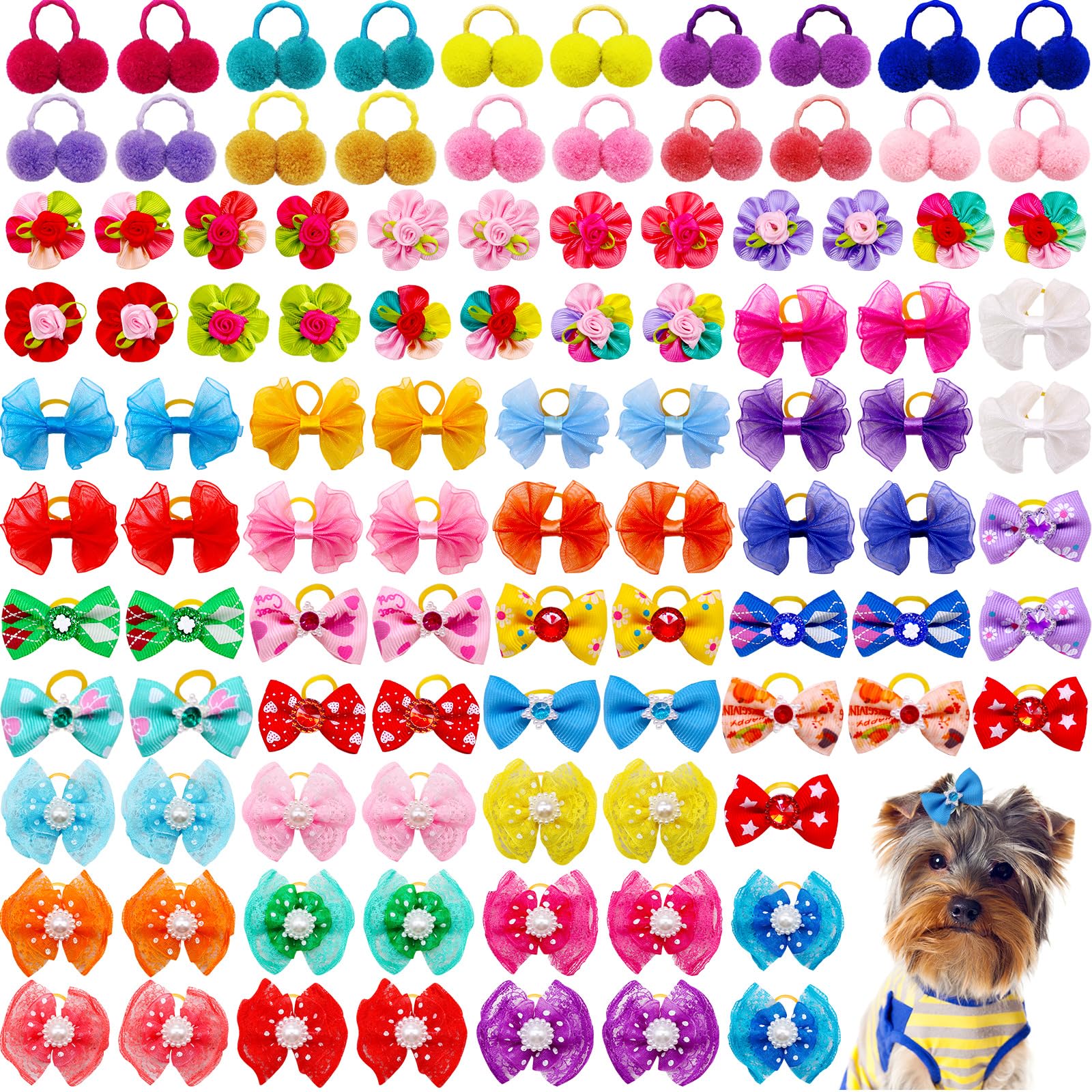 Barrettes Mruq pet – ensemble 100 pièces, parfait pour varier le look quotidien des chiens.