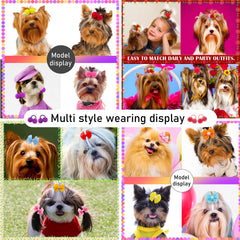 Barrettes Mruq pet fleurs puff-ball, douceur et style pour petits chiens.