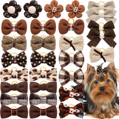 Noeud-cheveux-petit-chien-marron-01 de Mruq Pet, accessoire chic au quotidien.