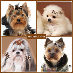 Noeud-cheveux-petit-chien-marron-02 de Mruq Pet, look festif et attendrissant.