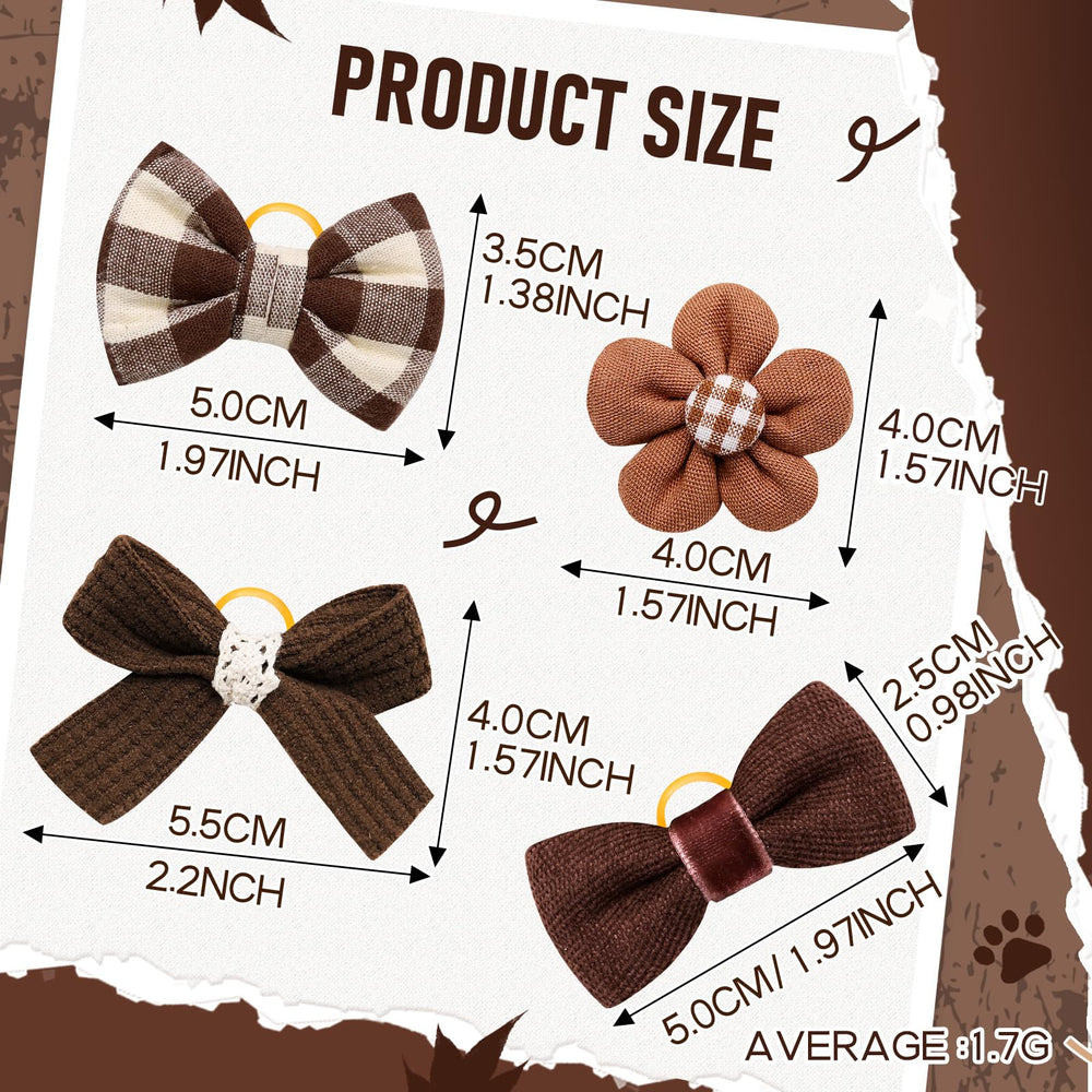 Noeud-cheveux-petit-chien-marron-03 de Mruq Pet, fixation sûre avec élastique.