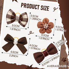 Noeud-cheveux-petit-chien-marron-03 de Mruq Pet, fixation sûre avec élastique.