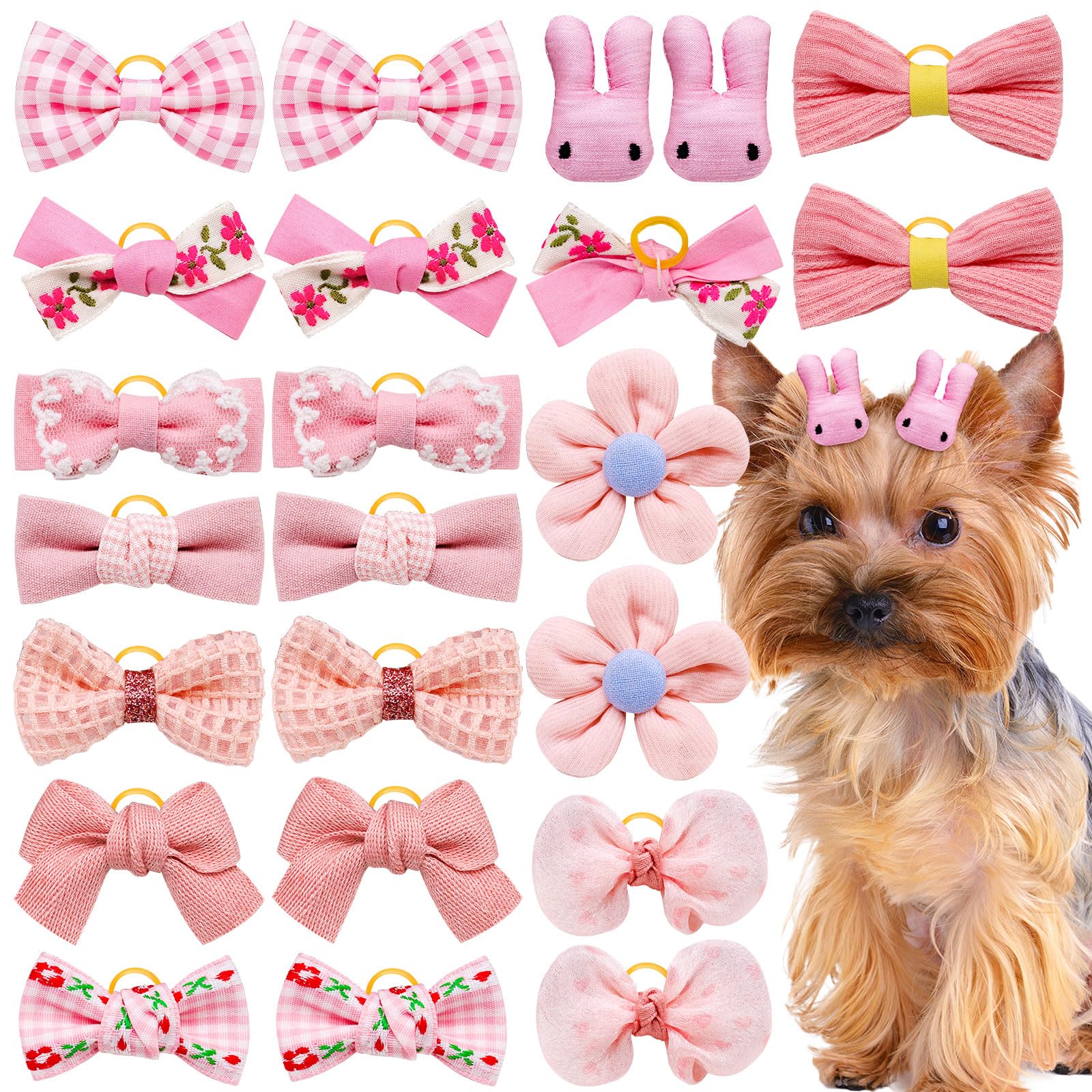 Nœud cheveux rose clair Mruq Pet pour chien, style élégant au quotidien