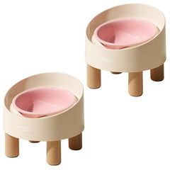 MS!MAKE SURE bol céramique élevé sur socle bois rose, repas plus confortables.
