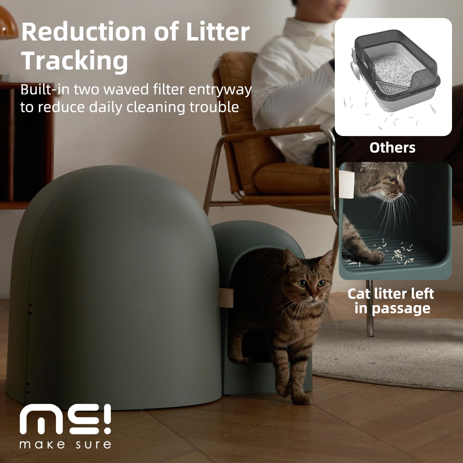 MS!MAKE SURE Dimensions 26,7 x 19,6 x 19,6 cm pour chats moyens.