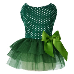 MSNFOASM robe tutu pois verts pour petits chiens et chats, aspect ludique et élégant.