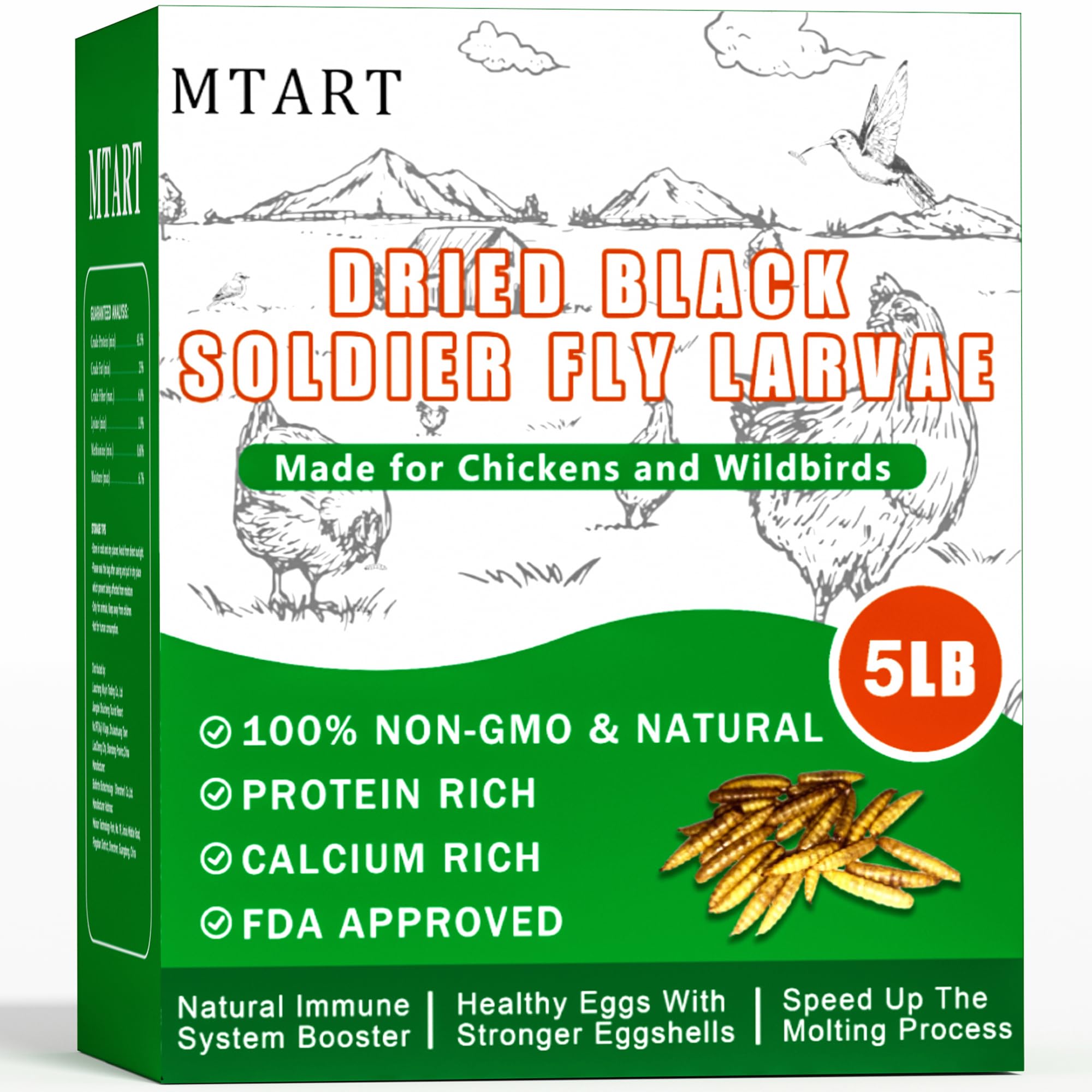 MTART larves noires du soldat séches — emballage pratique pour conservation et usage facile