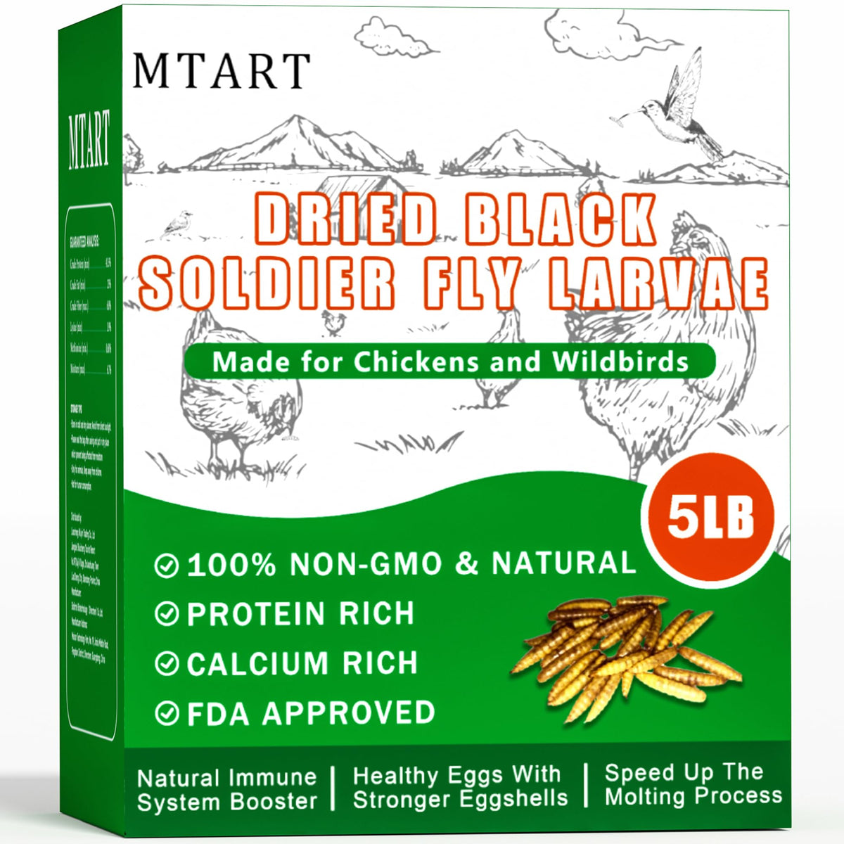 MTART larves noires du soldat séches — emballage pratique pour conservation et usage facile