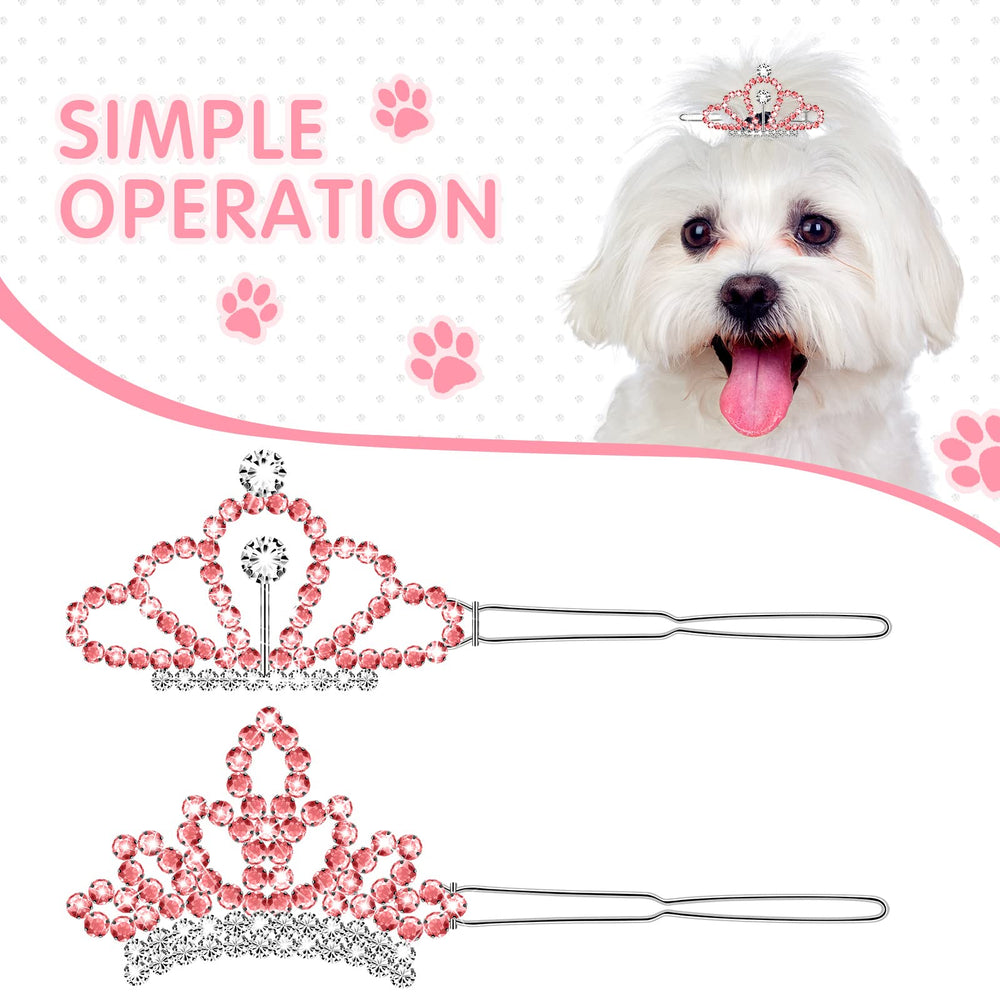Barette MTLEE cheveux chien cristal rose, maintient les mèches loin des yeux.