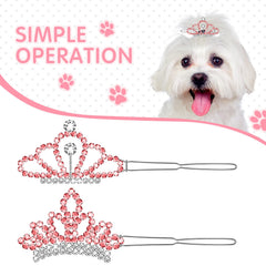 Barette MTLEE cheveux chien cristal rose, maintient les mèches loin des yeux.