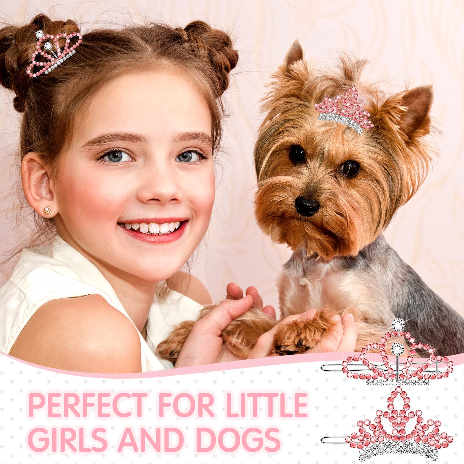 Ensemble MTLEE diadèmes petits cristal rose, kit prêt pour photos et occasions spéciales.