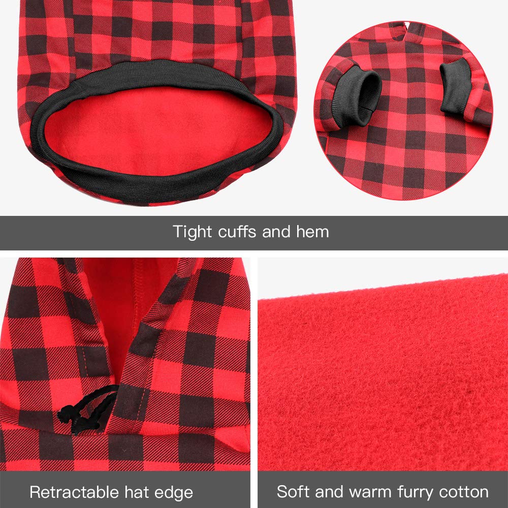 Mtliepte pull chien plaid rouge manches, confort lors des promenades.