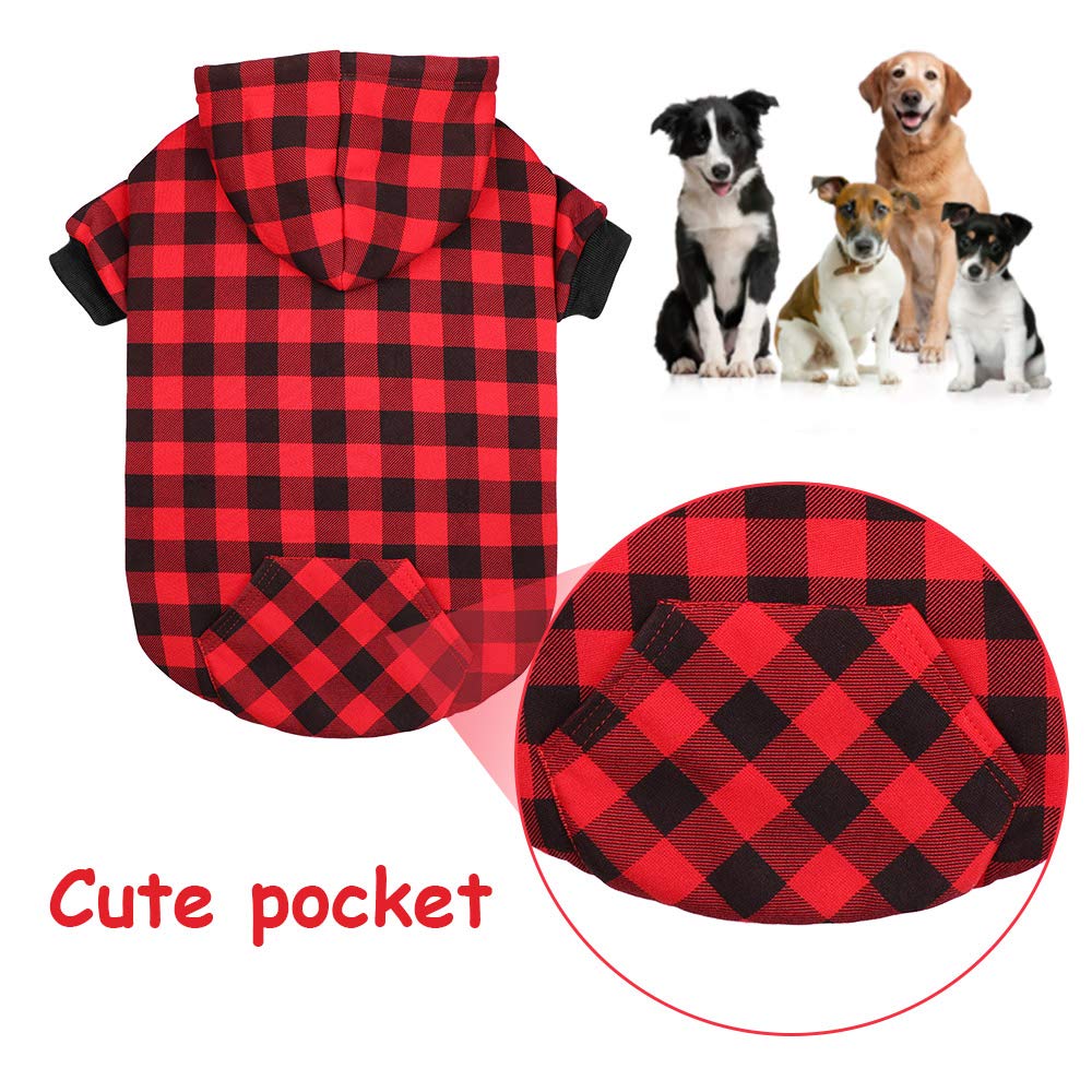 Mtliepte pull chien plaid rouge poches, pratique pour friandises lors des balades.