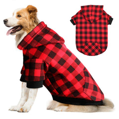 Mtliepte red plaid dog hoodie with hat for stylish warmth on walks