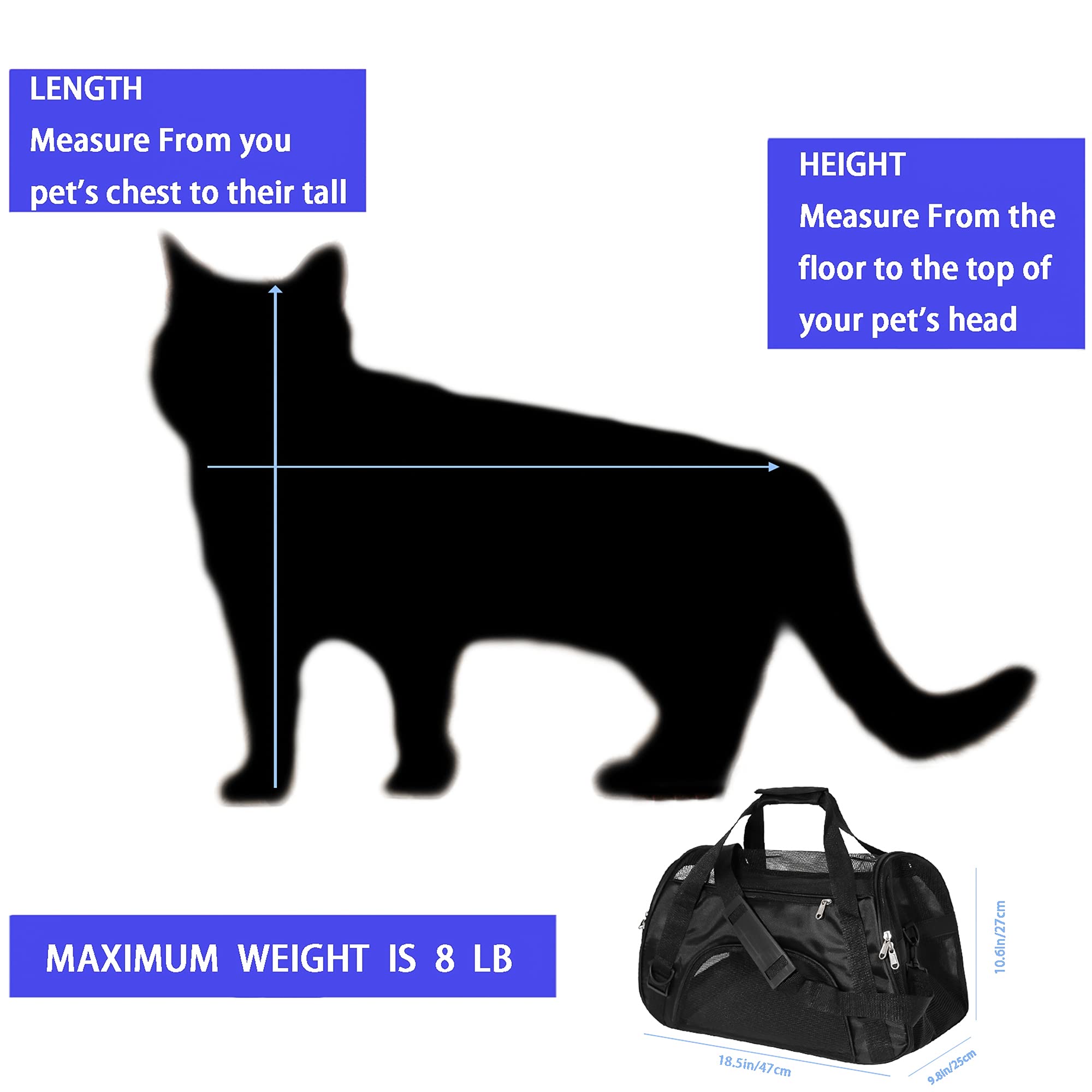 MuchL transporteur dimensions moyennes, adapté pour chats et petits chiens