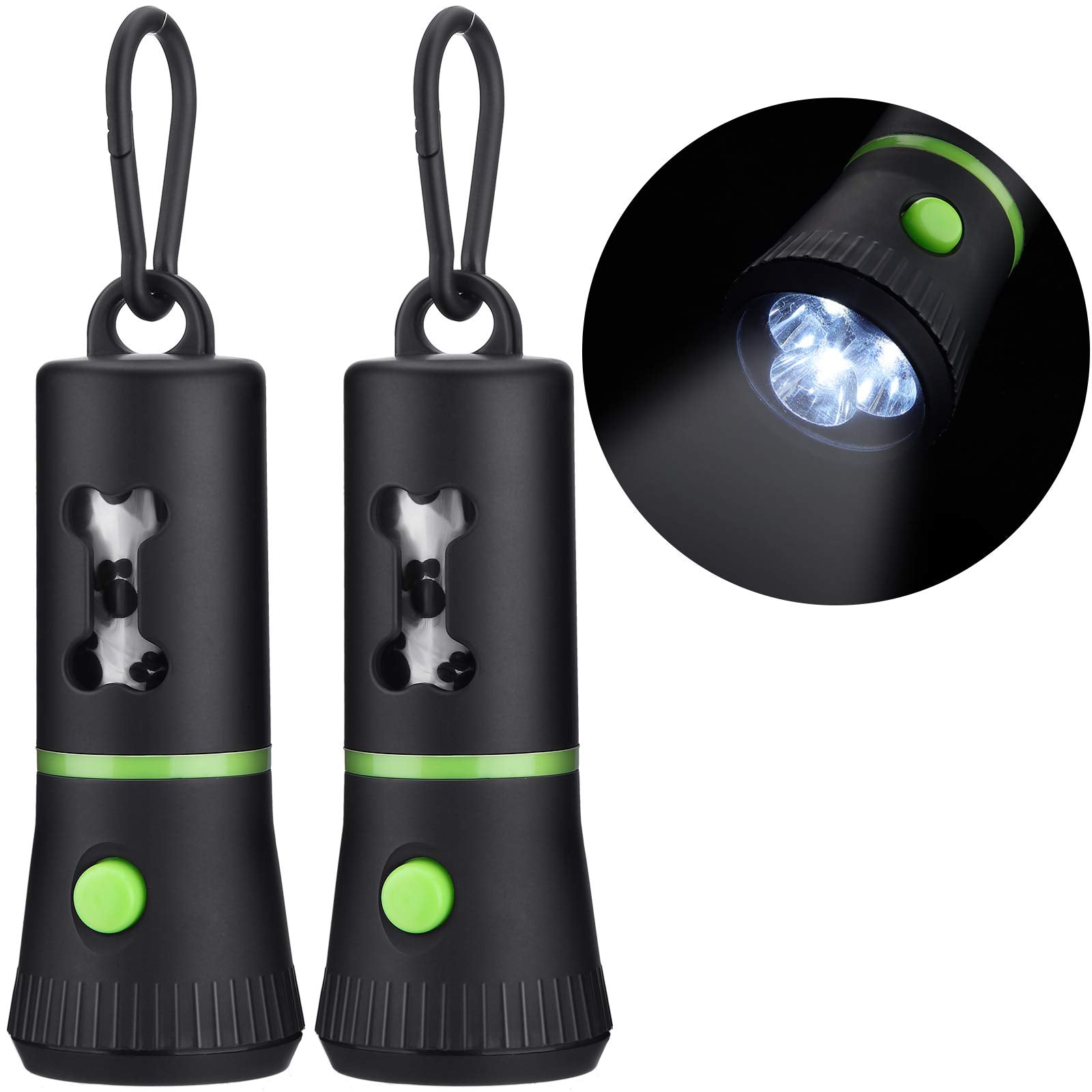 Mudder distributeur sacs crottes chien avec LED, pratique pour balades nocturnes.