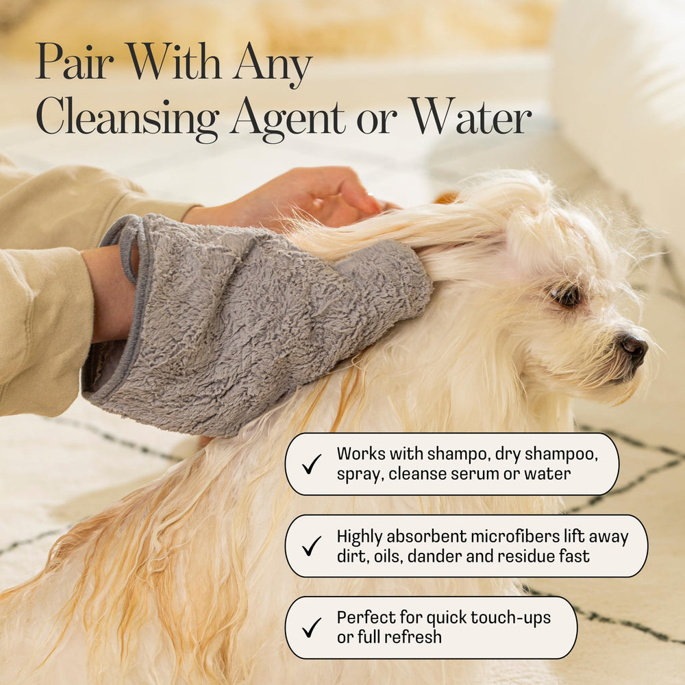 Muddi Pet gant microfibre odeur neutralisée et pelage frais.