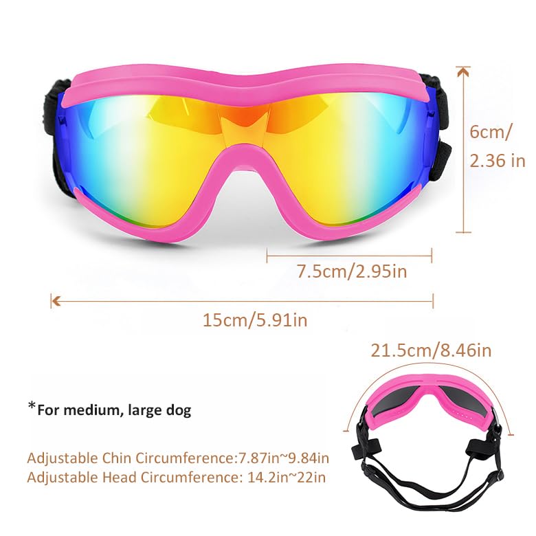 Lunettes Muejjur antibrouillard pour chien rose, réduisent la buée en extérieur.