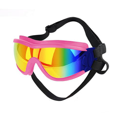 Lunettes Muejjur pour chien grande taille rose, protection UV pendant les balades.