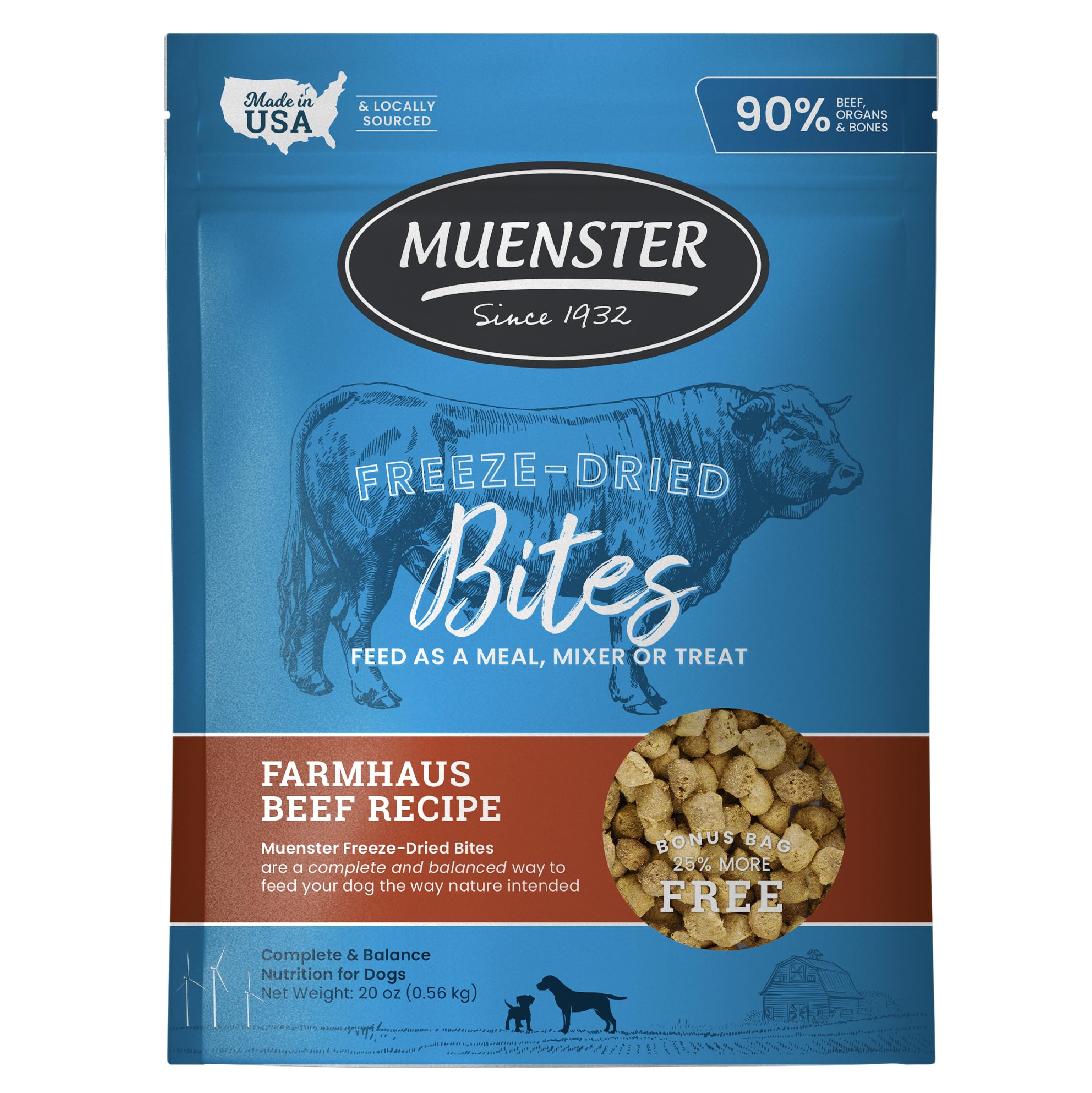 Friandises Muenster bouchées boeuf lyophilisées, récompense protéinée pour l entraînement
