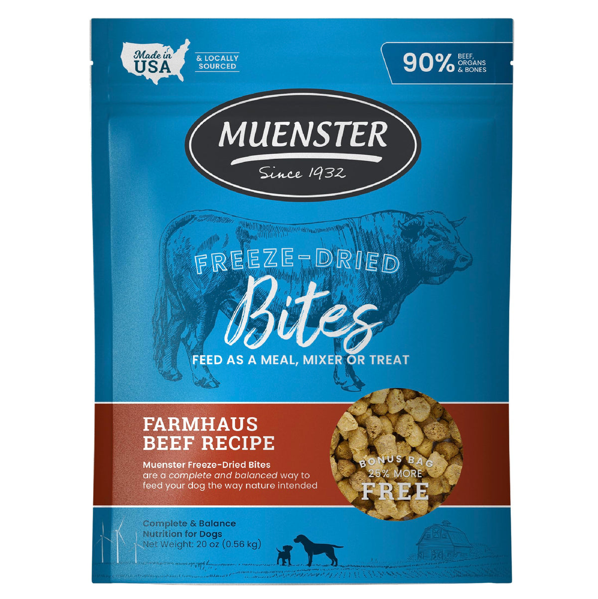 Friandises Muenster bouchées boeuf lyophilisées, récompense protéinée pour l entraînement