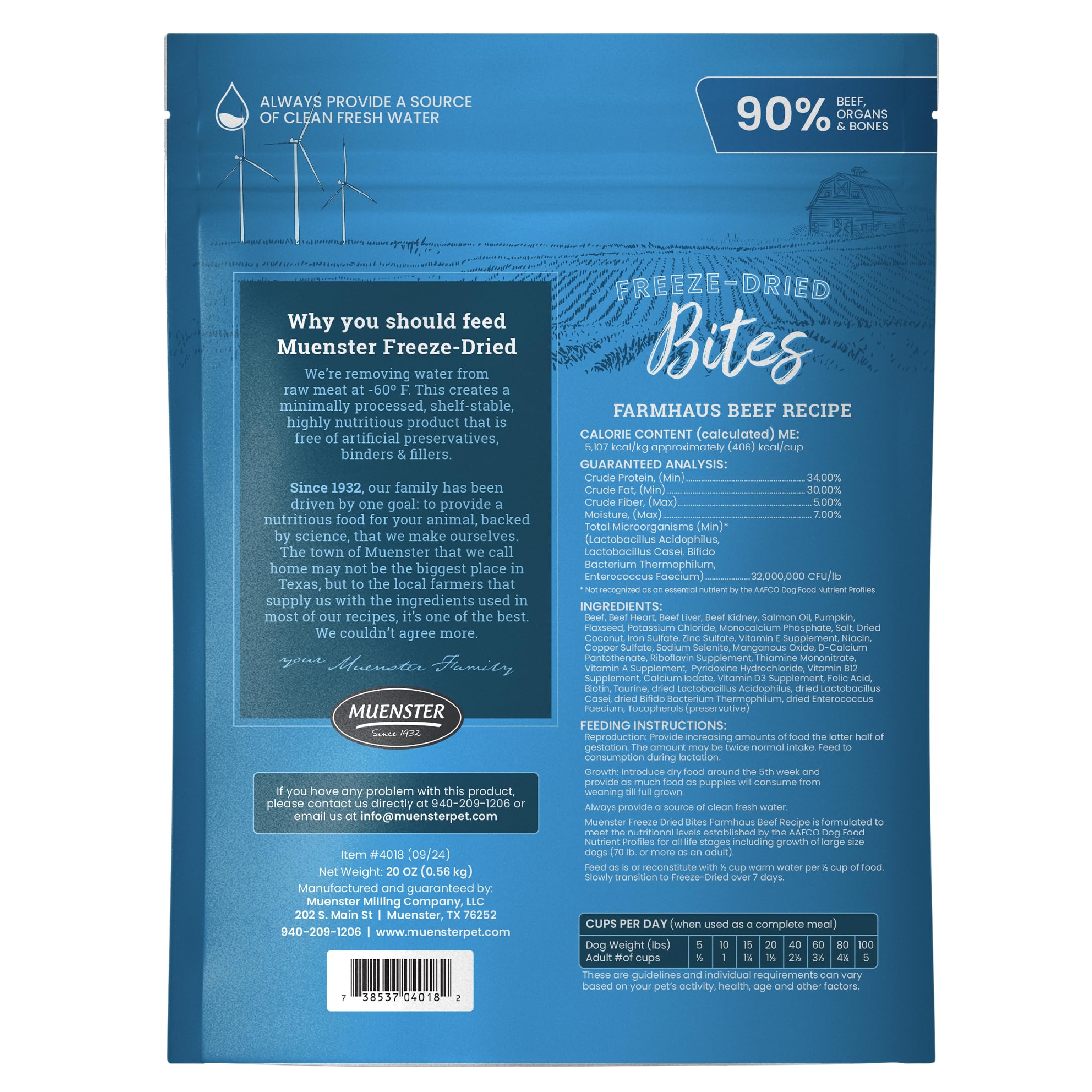 Muenster mélange repas boeuf lyophilise, texture appétissante pour les repas