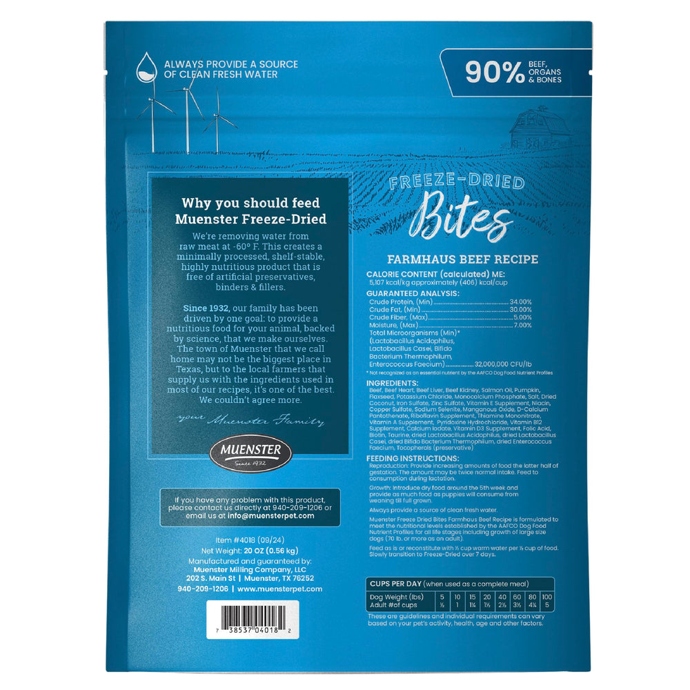 Muenster mélange repas boeuf lyophilise, texture appétissante pour les repas