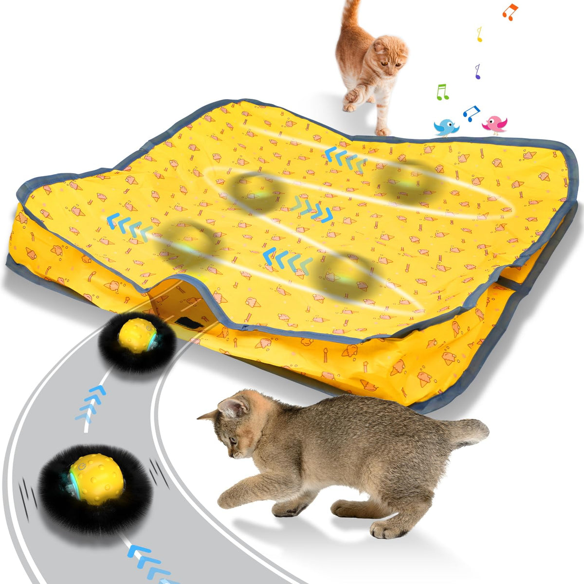 Muhhiba-balle-chat-interactive-pochette stimule l’activité et l’exploration en intérieur.