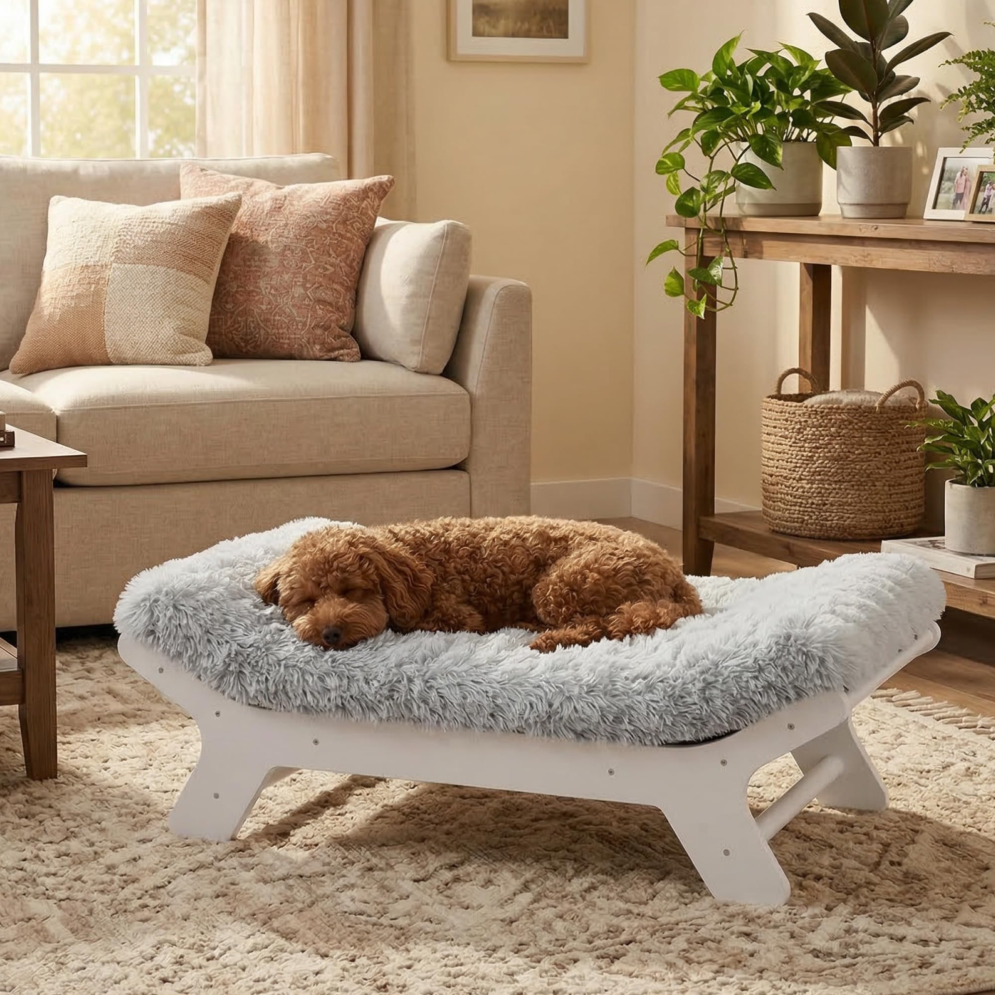 Muihood lit chiens: cadre en bois solide pour des siestes stables et confortables