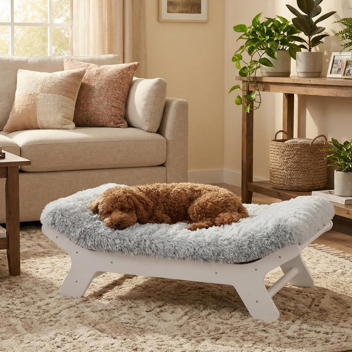 Muihood lit chiens: cadre en bois solide pour des siestes stables et confortables