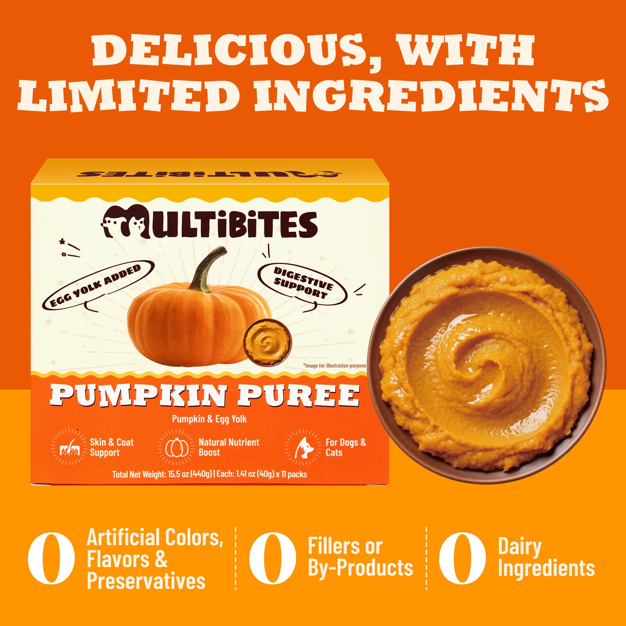 MULTIBITES Purée Potiron – soutient la digestion des chiens et chats grâce à sa fibre naturelle.
