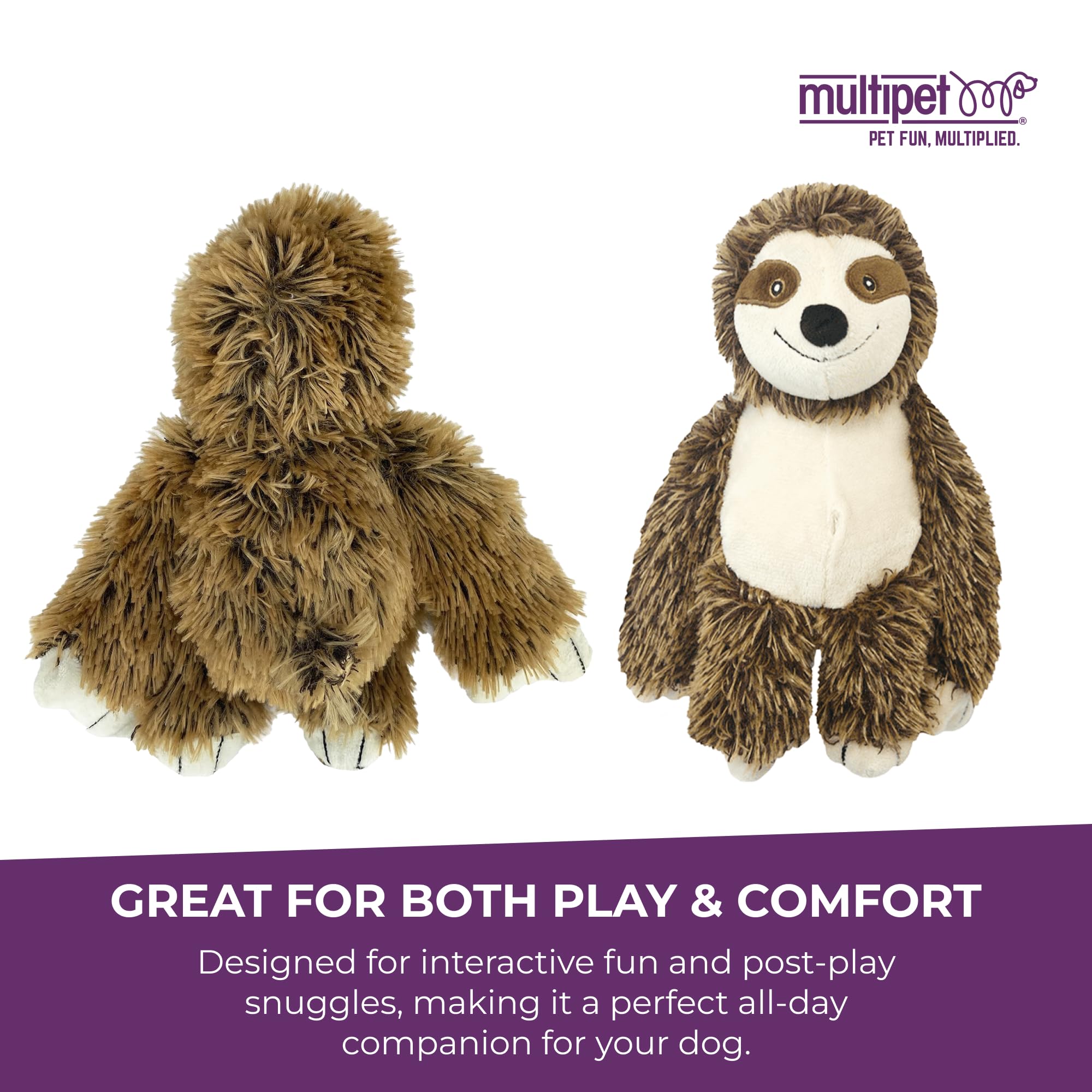 Multipet Bark Buddies Sloth compagnon doux pour chiens actifs