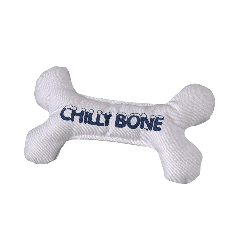Jouet Multipet Chilly Bone en toile vanille, parfait pour mâcher et rafraîchir le museau.