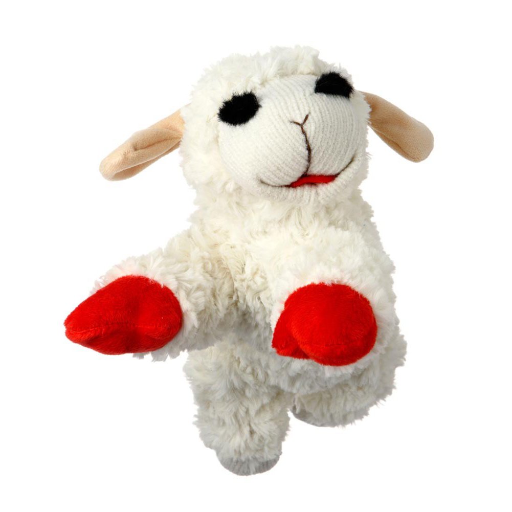 Jouet agneau Multipet en peluche avec sifflet, parfait pour le jeu et le réconfort quotidien.