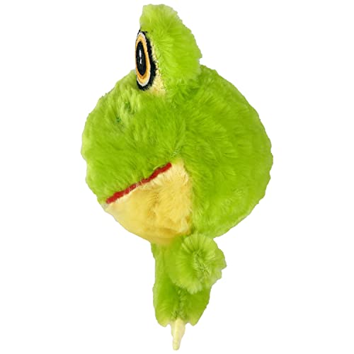 Peluche grenouille Multipet pour chien, idéale pour mordillages sans danger.