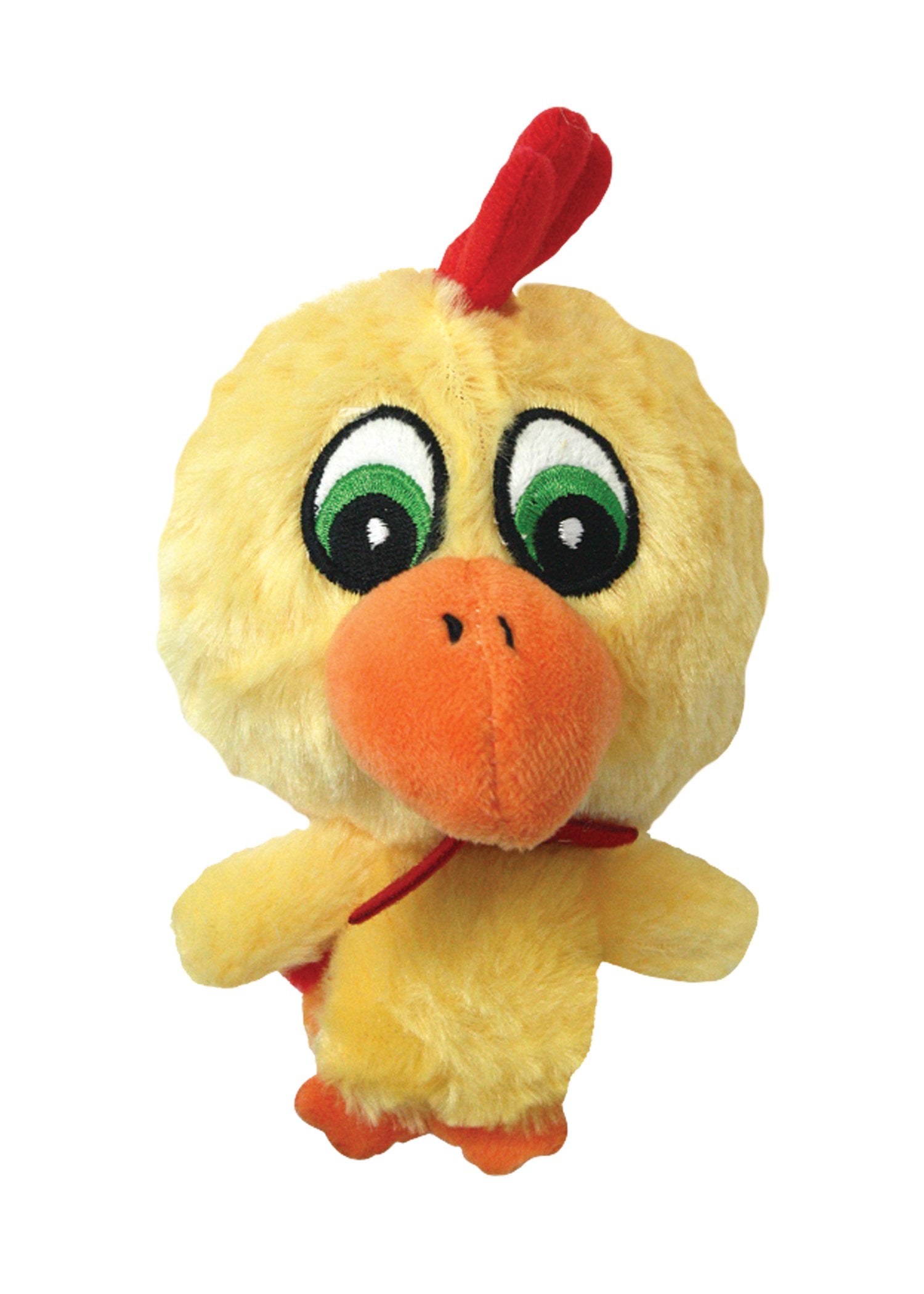 Multipet Knobby Noggins poulet — peluche 4 pouces, favorise le jeu et le câlin quotidien.