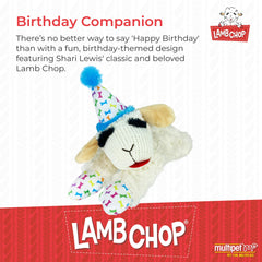 Lamb Chop Multipet, peluche avec chapeau bleu, douceur et amusement pour chien.