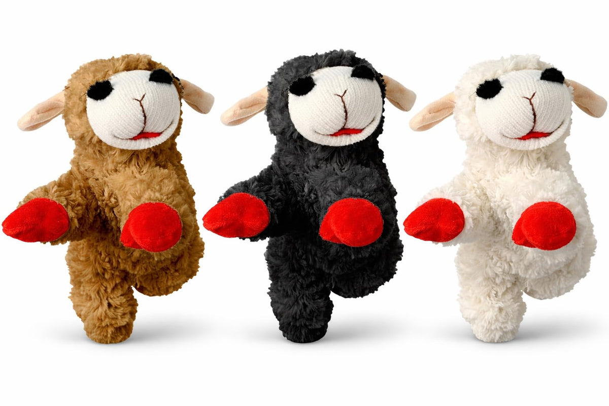 Jouet Lamb Chop Multipet en peluche six pouces, parfait pour petit chien.