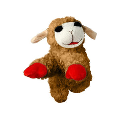 Peluche Lamb Chop avec sifflet intérieur pour stimulation du jeu.