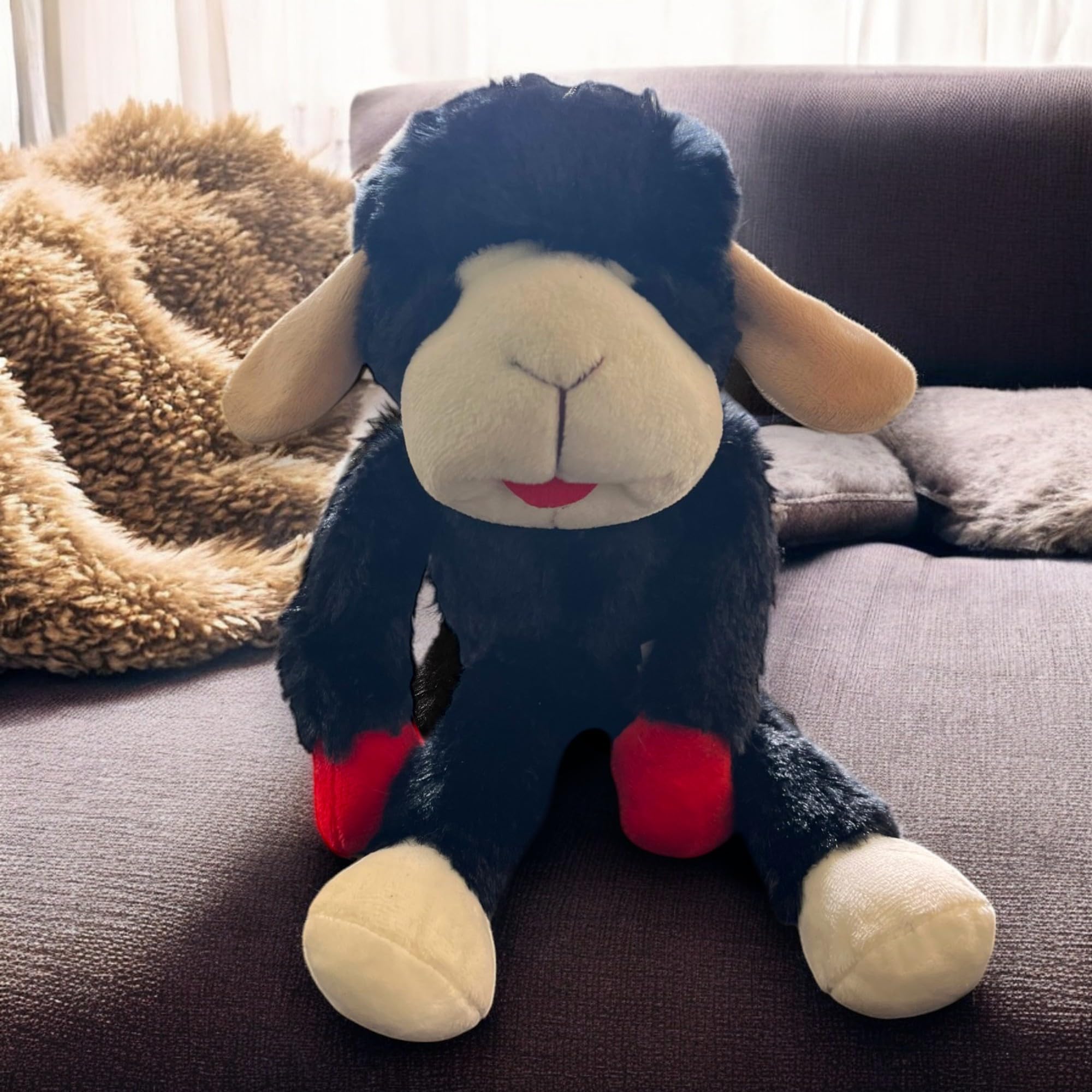 Taille 14 pouces Multipet Lamb Chop noir, adaptée à chiens de toutes tailles.