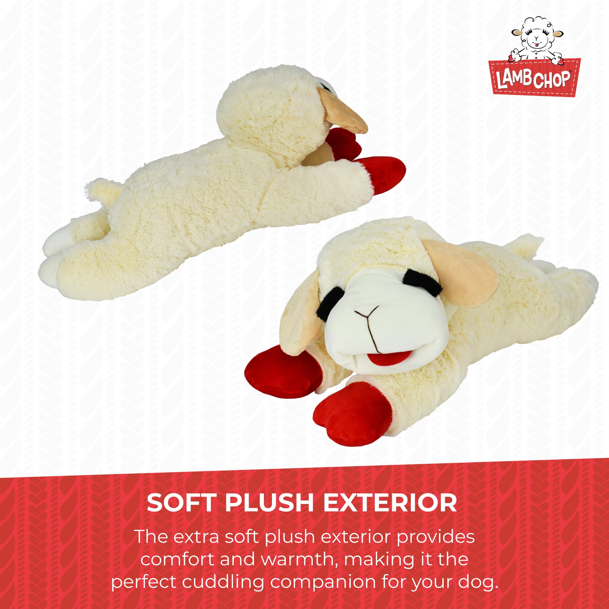 Peluche Lamb Chop extra-douce pour chiens sensibles au toucher.