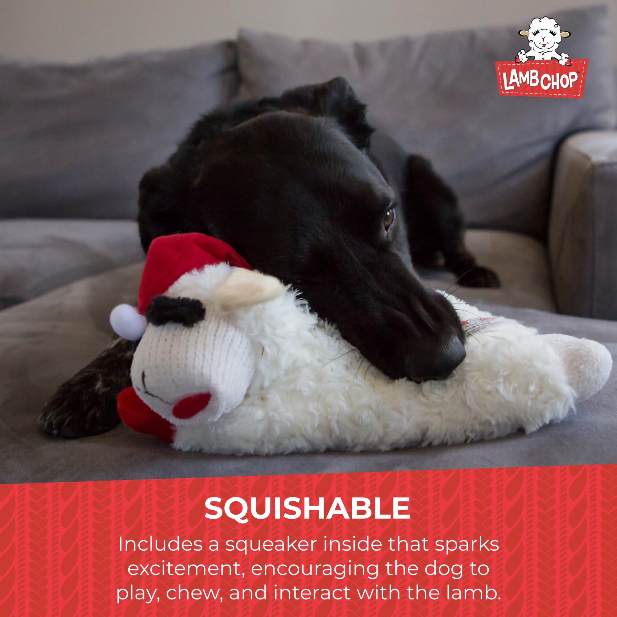 Lamb Chop Multipet peluche douce, toucher réconfortant lors des câlins.