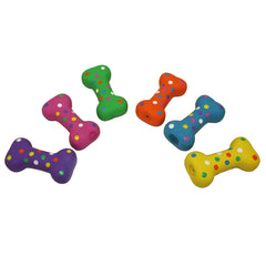 Jouet pour chien Multipet os peluche en latex pois 4 pouces, parfait pour mordiller