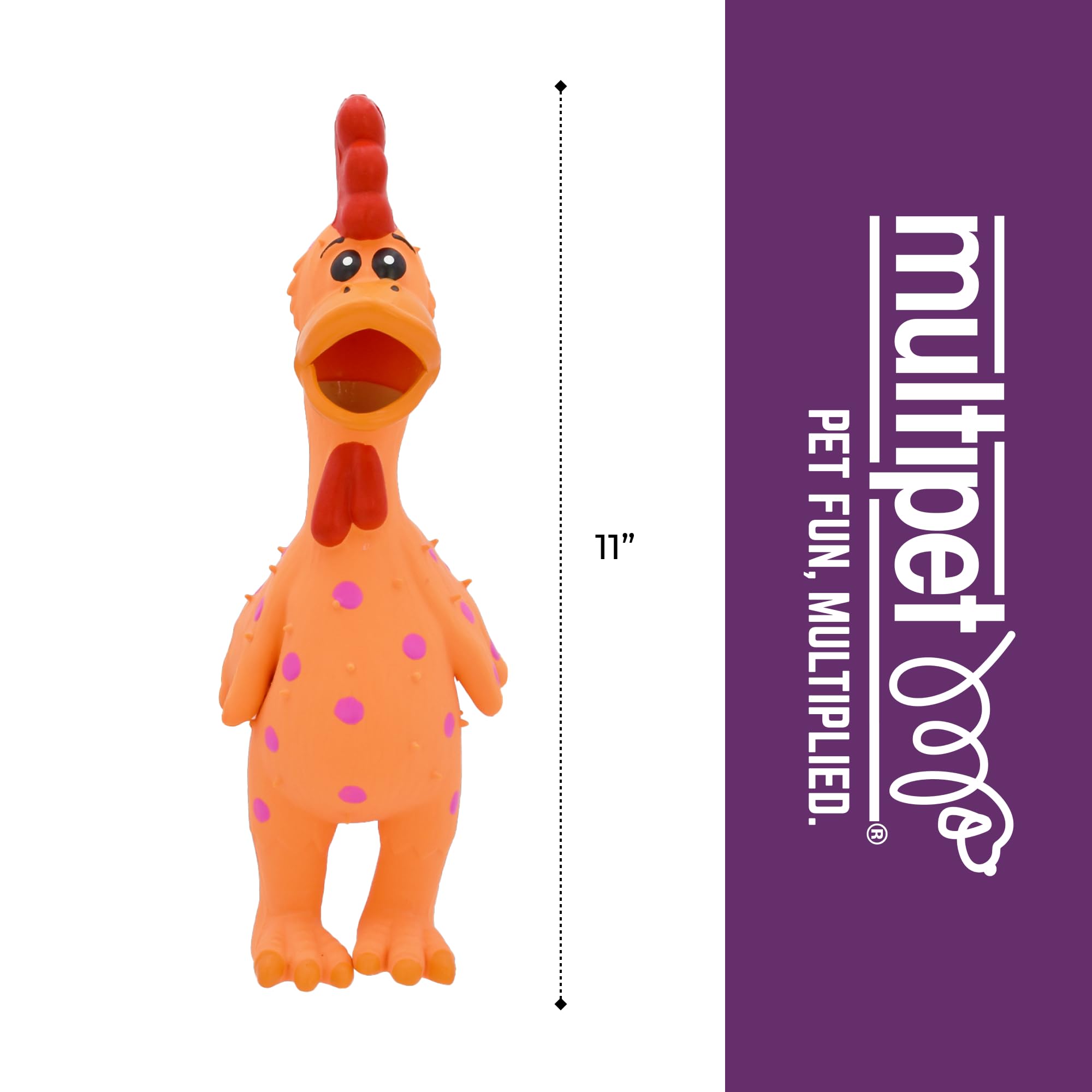 Jouet Multipet poulet à pois en latex, parfait pour morsures douces