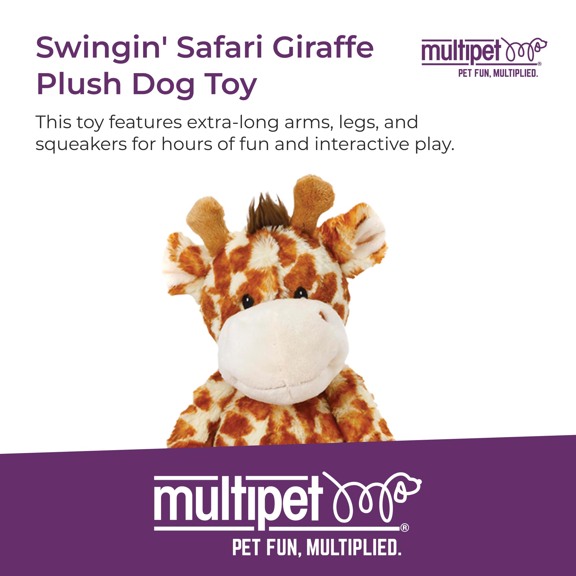 Multipet Swingin Safari Girafe — jouet chien qui couine pour le jeu