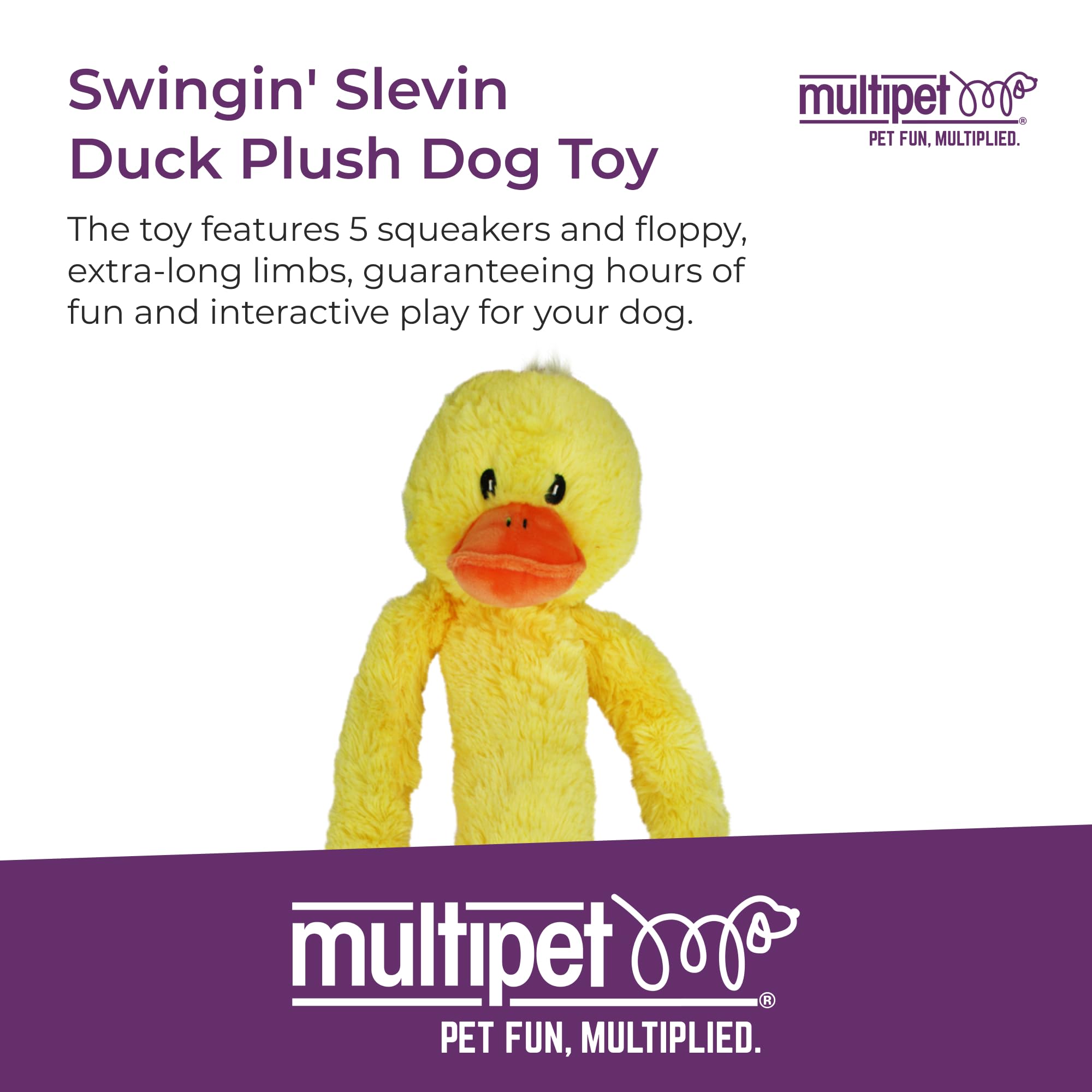 Multipet Swingin' Slevin Duck, avant, idéal pour jeux interactifs et rapporter l'objet.