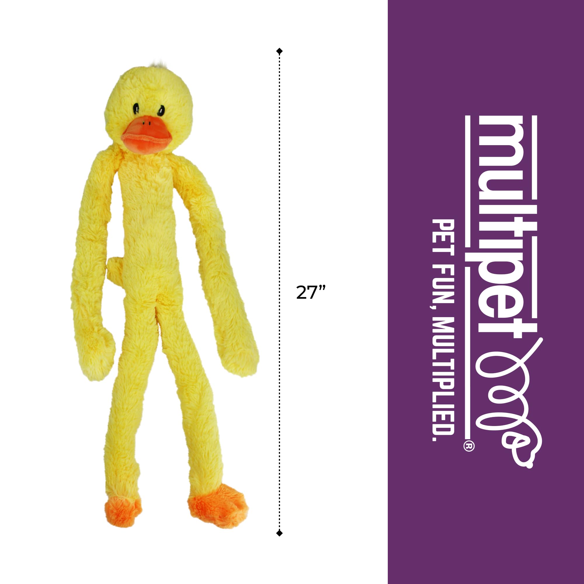 Multipet Swingin' Slevin Duck, dos pelucheux offrant douceur et confort après le jeu.