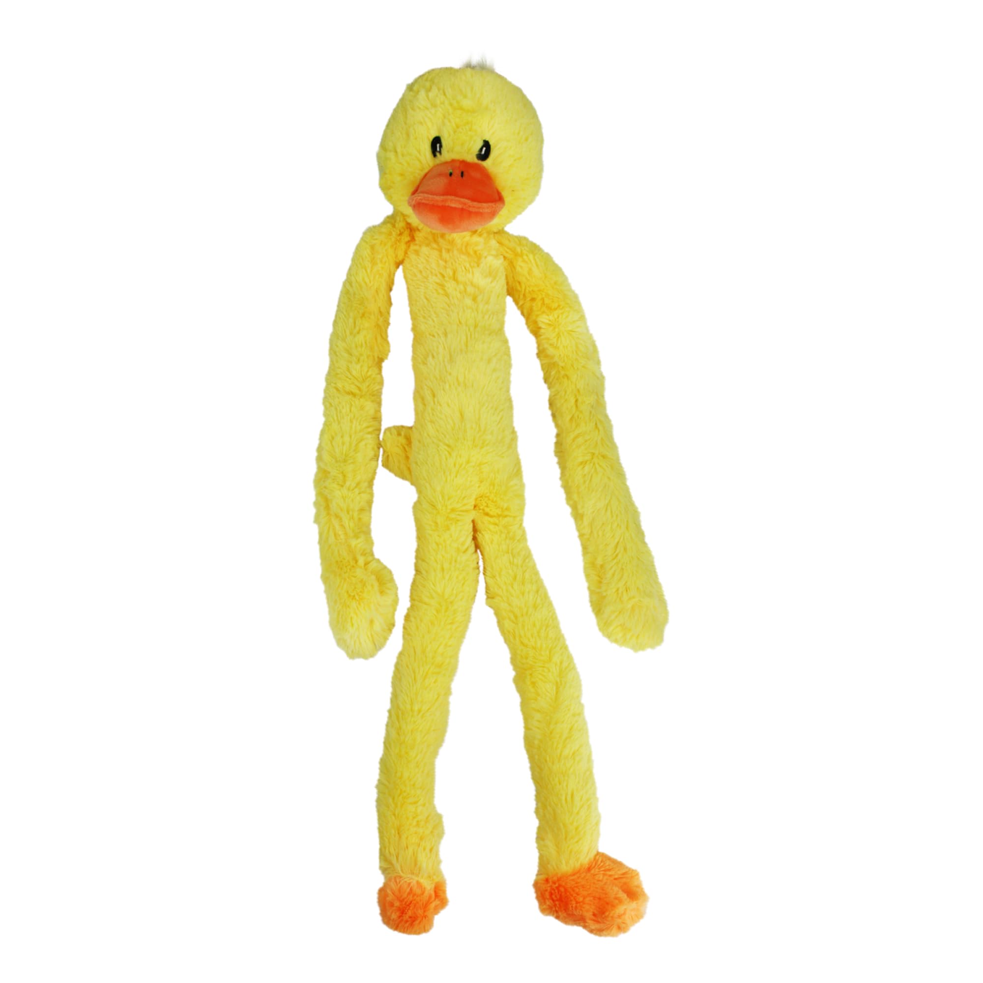 Multipet Swingin' Slevin Duck, face du canard pelucheux, idéal pour câlins et jeux.