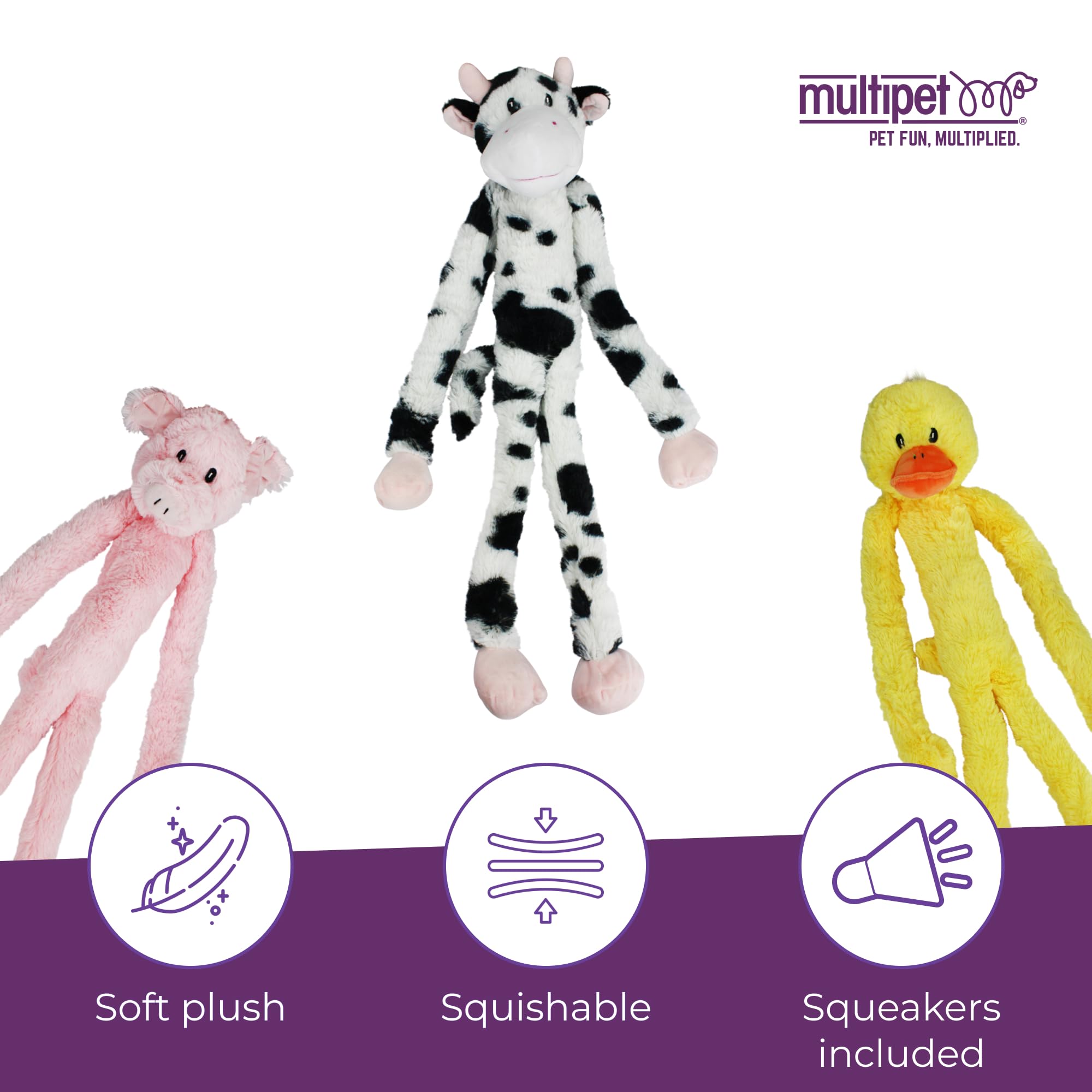 Multipet Swingin' Slevin vache design taches-noires, attrait visuel pour chiens.