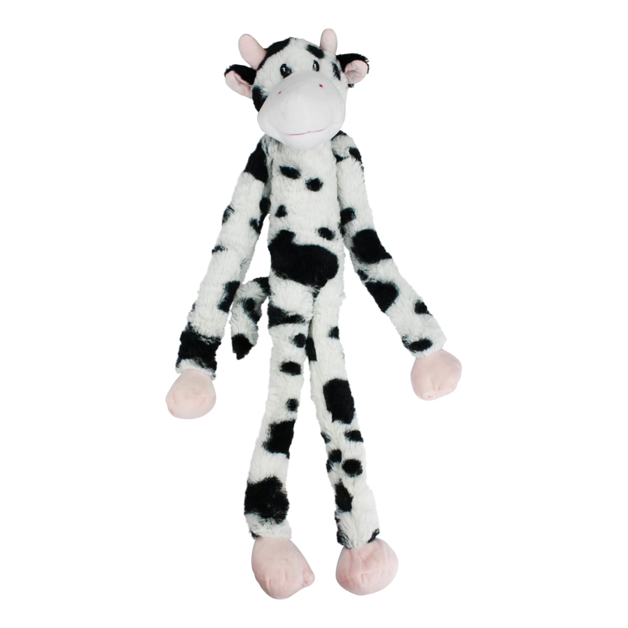 Multipet Swingin' Slevin vache peluche 27 pouces prête pour le jeu et le câlin.